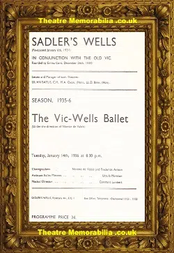 London Sadler Wells Theatre – Rakes Progress 1936 Margot Fonteyn