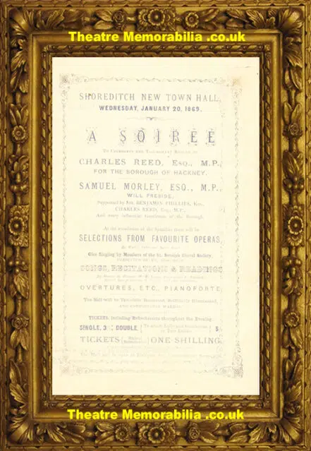 London Shoreditch New Town Hall – A Soiree – 1869 – Rare 1800’s