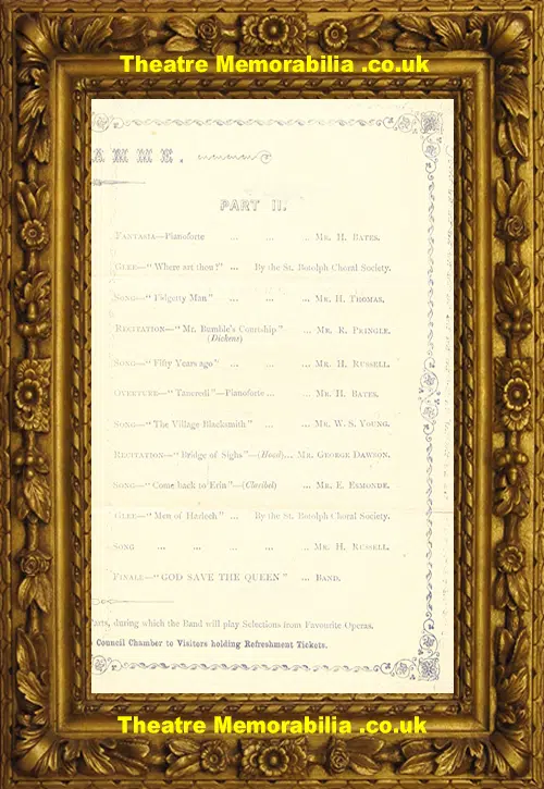 London Shoreditch New Town Hall - A Soiree - 1869 - Rare 1800's