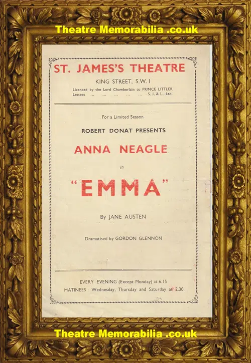 London St James Theatre - Emma - 1944 - Anna Neagle Jane Austen