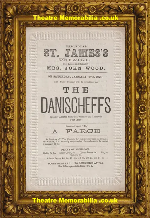 London St James Theatre - The Danischeffs - 1877