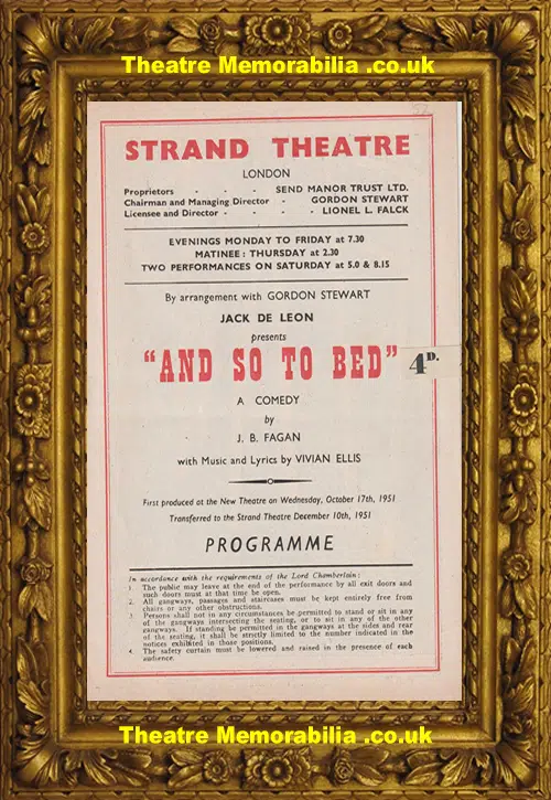 London Strand Theatre - And So To Bed - 1951