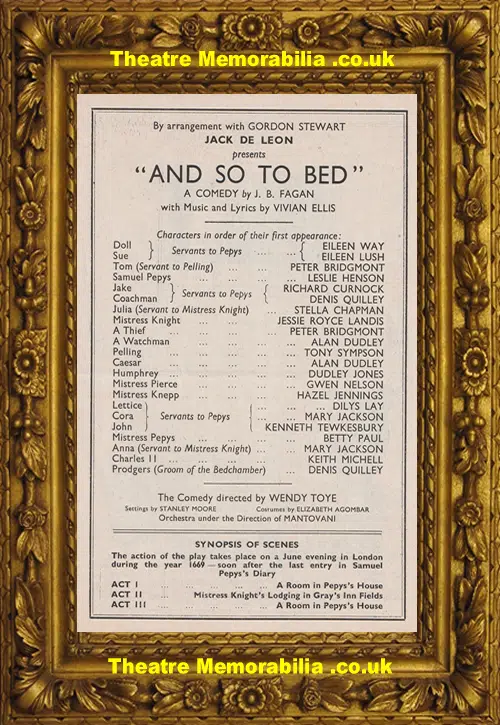 London Strand Theatre - And So To Bed - 1951
