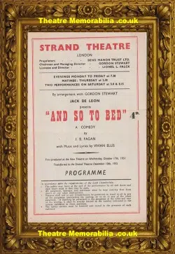 London Strand Theatre – And So To Bed – 1951
