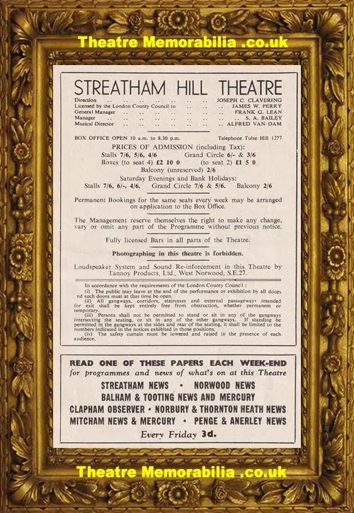 London Streatham Hill Theatre - The Buccaneer - 1955 K Williams