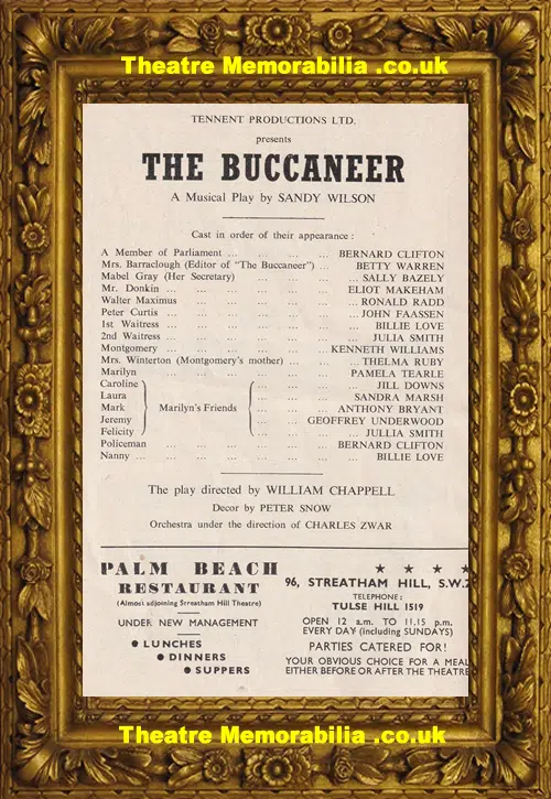 London Streatham Hill Theatre - The Buccaneer - 1955 K Williams