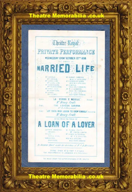London Theatre Royal Covent Garden – Married Life – 1856