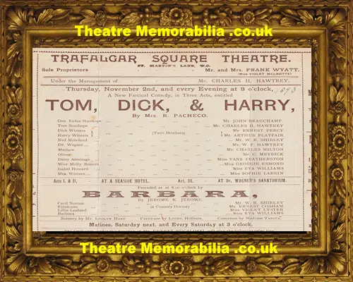 London Trafalgar Square Theatre - Tom Dick And Harry - 1893