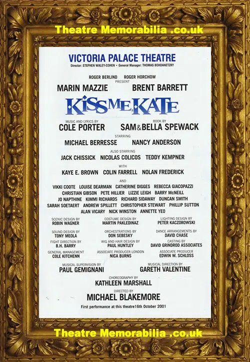 London Victoria Palace Theatre - Kiss Me Kate - 2001 PLUS