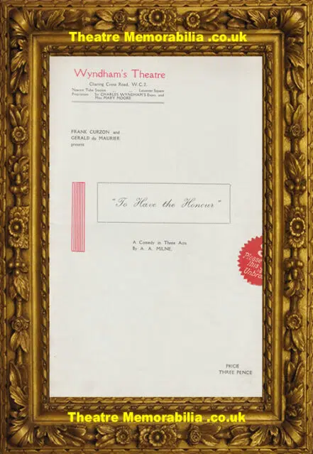London Wyndham Theatre – To Have The Honour – 1924 – Du Maurier