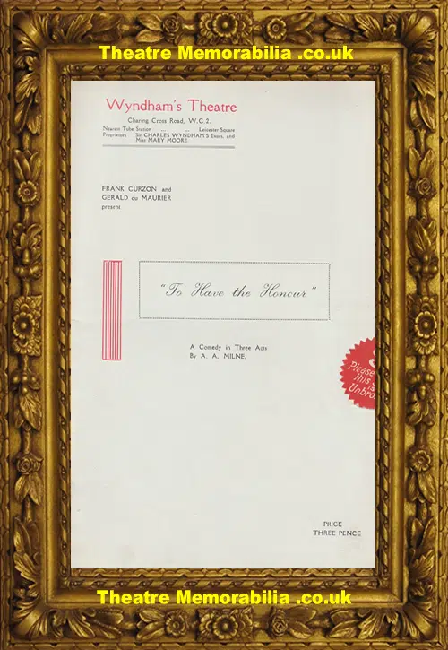 London Wyndham Theatre - To Have The Honour - 1924 - Du Maurier