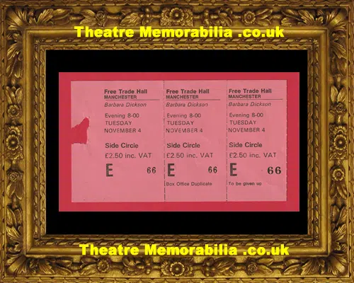 Manchester Free Trade Hall Barbara Dickson Concert Ticket 1980