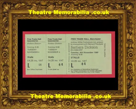 Manchester Free Trade Hall Barbara Dickson Concert Ticket 1980