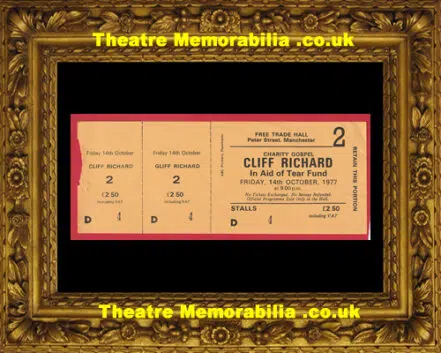 Manchester Free Trade Hall Cliff Richard Concert Ticket 1977