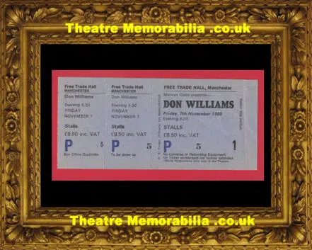 Manchester Free Trade Hall Don Williams Concert Ticket 1980