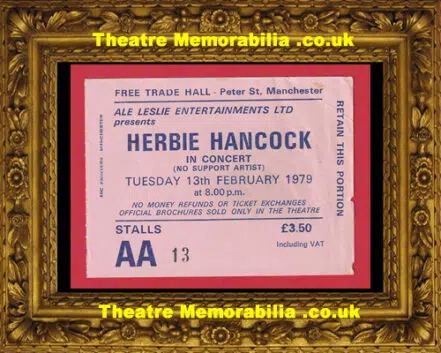 Manchester Free Trade Hall Herbie Hancock Concert Ticket 1979