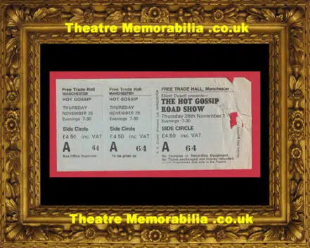 Manchester Free Trade Hall Hot Gossip Concert Ticket 1981