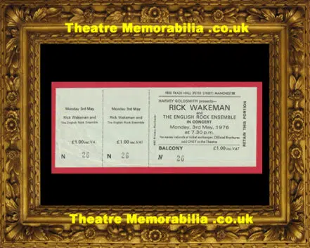 Manchester Free Trade Hall Rick Wakeman Concert Ticket 1976