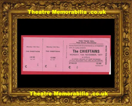 Manchester Free Trade Hall The Chieftains Concert Ticket 1977