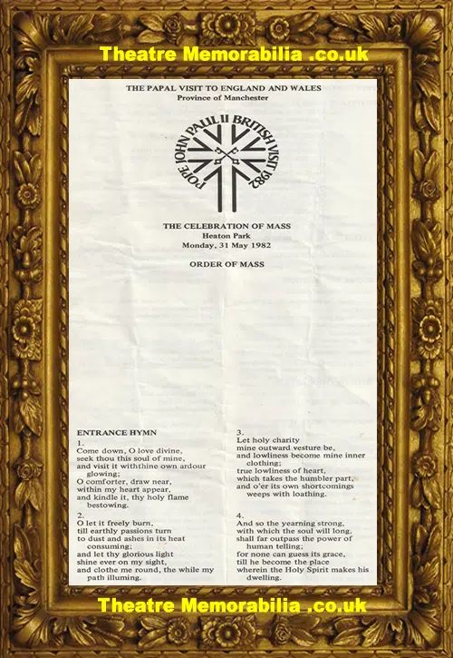 Manchester Heaton Park Pope John Paul Papal Visit Programme 1982