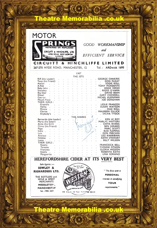 Manchester Opera House - West Side Story 1958 Signed UK Premiere