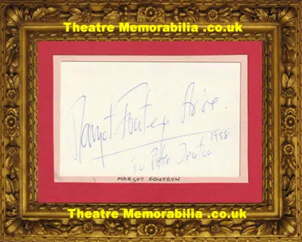 Margot Fonteyn Autograph Autographed Ballet Prima Ballerina 1958