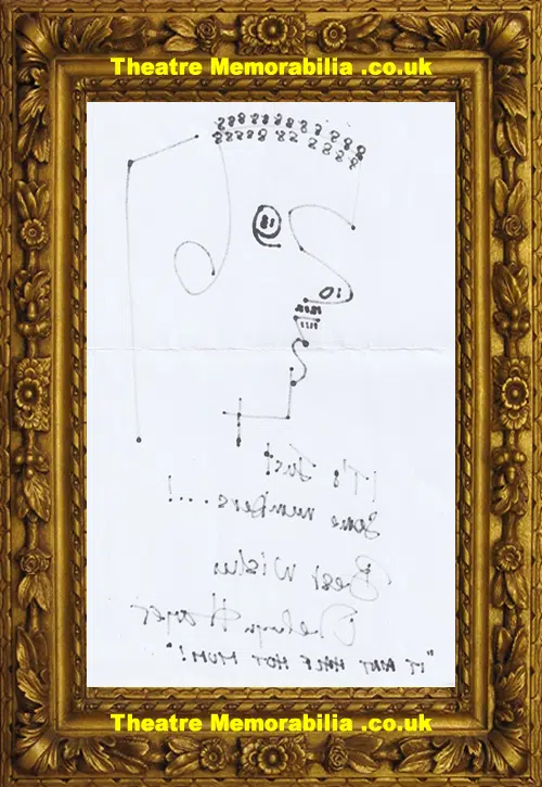 Melvyn Hayes Autograph Signed CLEVER Doodle Ain't Half Hot Mum