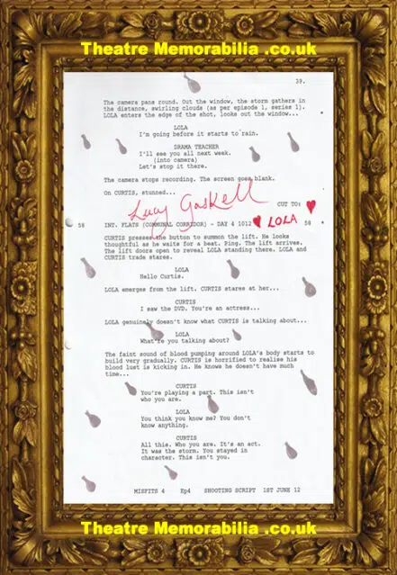 Misfits Lucy Gaskell Autograph Lola Signed Script Page