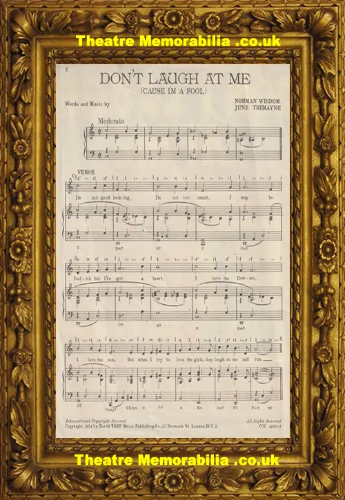 Norman Wisdom Autograph Signed Sheet Music - Don't Laugh At Me