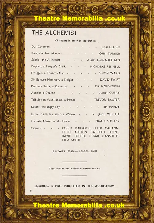 Oxford Playhouse Theatre - The Alchemist - 1965 - Judi Dench