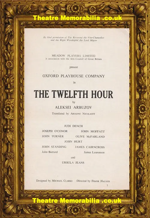 Oxford Playhouse Theatre - The Twelfth Hour - 1964 - Judi Dench