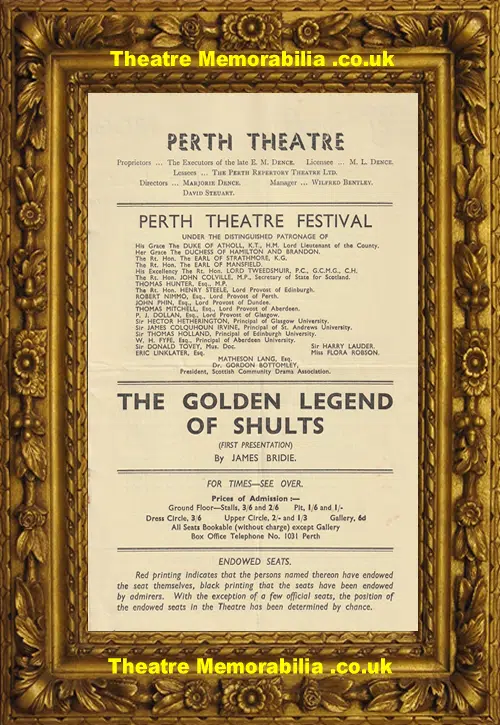 Perth Theatre Festival Scotland The Golden Legend Of Shults 1939