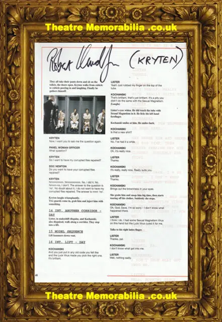 Red Dwarf Robert Llewellyn Autograph Kryten Signed Script Page