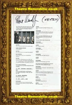 Red Dwarf Robert Llewellyn Autograph Kryten Signed Script Page
