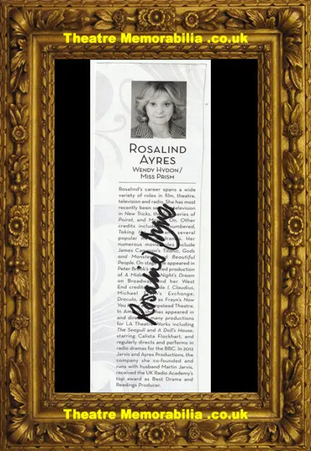 Rosalind Ayres Autograph Signed Page – The Bounders