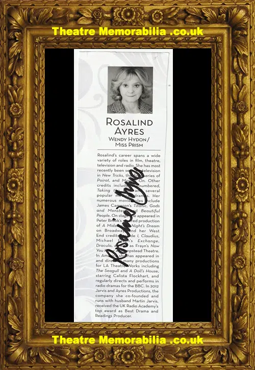 Rosalind Ayres Autograph Signed Page - The Bounders