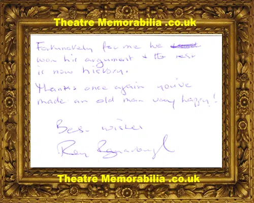 Roy Barraclough Signed Autograph Thanks Card Death Of A Salesman