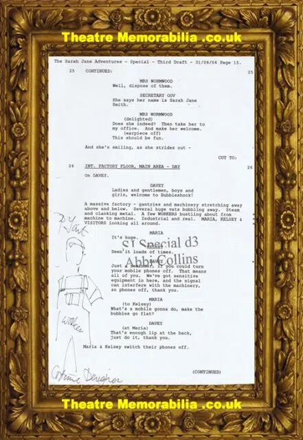 Sarah Jane Adventures Pam Tait Costume Autograph Signed Script B