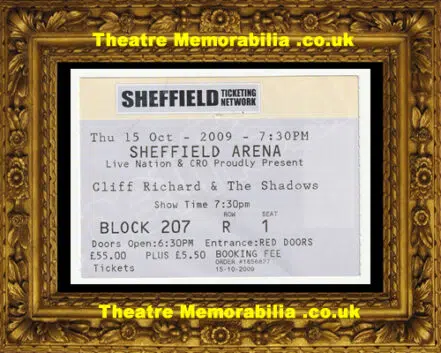Sheffield Arena Cliff Richard + Shadows Concert Ticket 2009