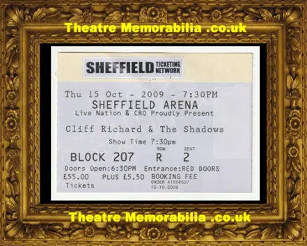 Sheffield Arena Cliff Richard + Shadows Concert Ticket 2009