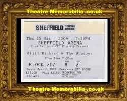 Sheffield Arena Cliff Richard + Shadows Concert Ticket 2009