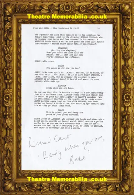 Stan And Ollie Richard Cant Autograph Signed Script Page