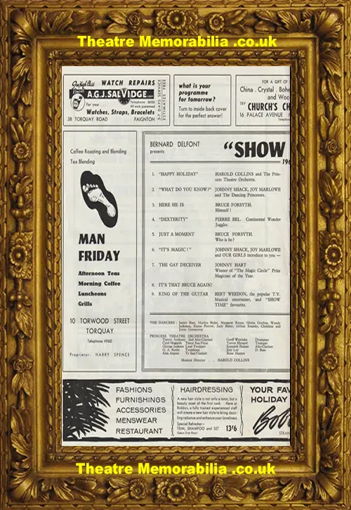 Torquay Princess Theatre - Bruce Forsyth Showtime - 1963