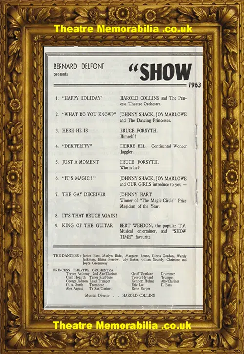 Torquay Princess Theatre - Bruce Forsyth Showtime - 1963