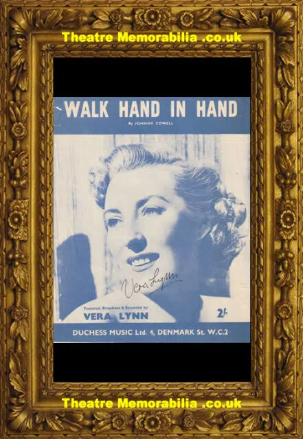 Vera Lynn Autograph Signed Sheet Music – Walk Hand In Hand 1950s