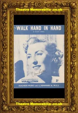 Vera Lynn Autograph Signed Sheet Music – Walk Hand In Hand 1950s