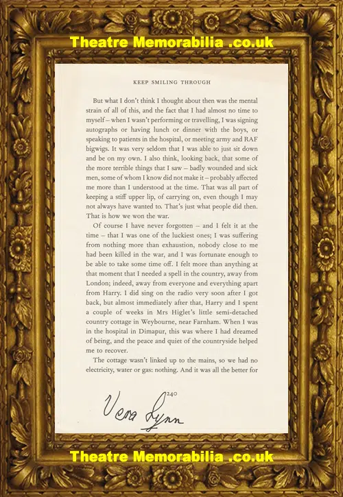 Vera Lynn Autograph Sweetheart Autographed Signed Book Page