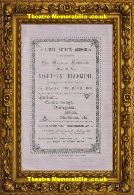 Windsor Albert Institute – Negro Entertainment – 1889
